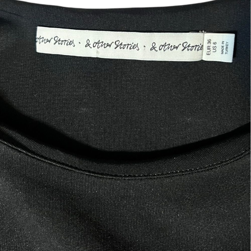 & Other Stories Black Short Sleeve A-Line Midaxi Dress Size 6 - Picture 10 of 11